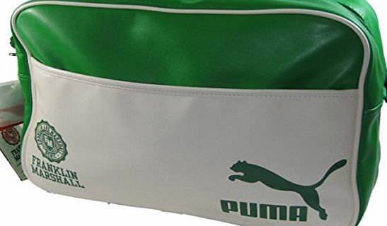 Puma Franklin amp; Marshall Reporter PU Zip Shoulder Strap Bag (Green / White)