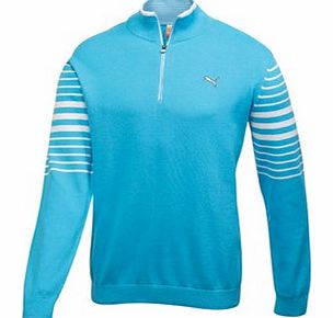 Puma Golf Mens 1/4 Zip Stripe Cotton Sweater
