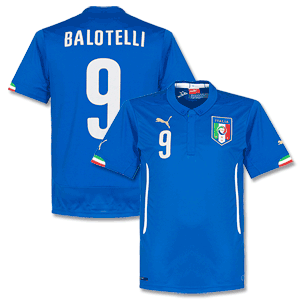 Italy Home Boys Balotelli Shirt 2014 2015