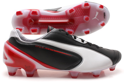 King SL FG Football Boots Black/White/Ribbon Red