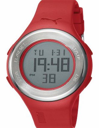 Loop Steel Unisex Digital Watch with LCD Dial Digital Display and Red Plastic or PU Strap PU910981006