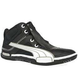 Puma Male Ducati Street Cruiser Mid Leather Upper Fashion Trainers in Black and White, White and Red