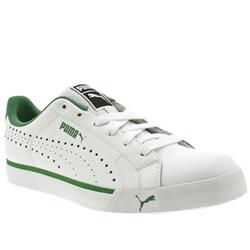 Male Puma Game Point Leather Upper Fashion Trainers in White and Green