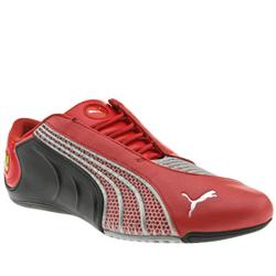 Male Siluro Leather Upper Fashion Trainers in Red