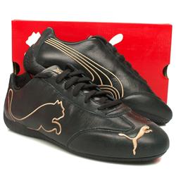 Male Speed Cat Bl Leather Upper Fashion Trainers in Black