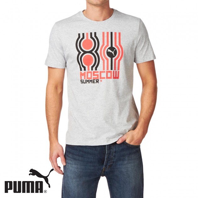 Mens Puma Moscow 80 T-Shirt - Grey Heather