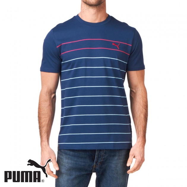 Mens Puma Streak T-Shirt - Denim/Purple