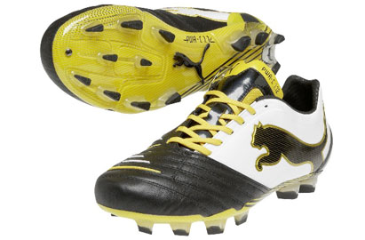 Puma Powercat 1.12 FG Football Boots Black/White/Yellow
