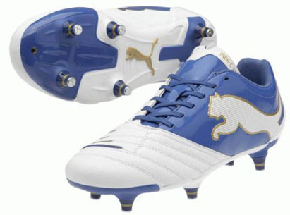 Puma PowerCat 3.12 SG Football Boots White/Blue/Gold