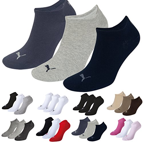 Puma Sports Socks - Unisex Invisible Sneakers 3P -Three Pair Packs Of Plain/Mix Nightshadow Blue UK Size 2.5-5