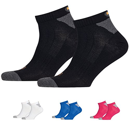 Sports Socks Unisex Cell Multi-Sport Light Quarter - Two Pair Pack, Black UK Size 2.5-5