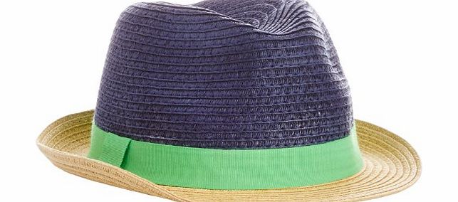 Pumpkin Patch Boys Welcome to Miami Colour Block Fedora Hat, Blue (Medieval Blue), 3-6 Months (Manufacturer Size:Small)