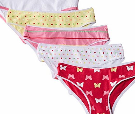 Pumpkin Patch Girls Butterflies 5Pk Knickers, Multicoloured (Assorted), 6-8 Years