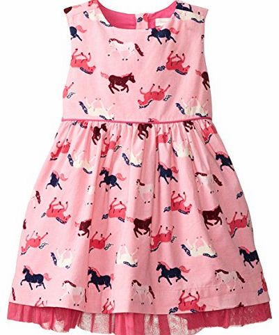 Girls Pony Print Short Sleeve Dress, Pink (Salmon Rose), 4 Years