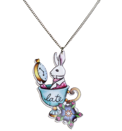 Punky Pins Late Rabbit Wonderland Tattoo Necklace from