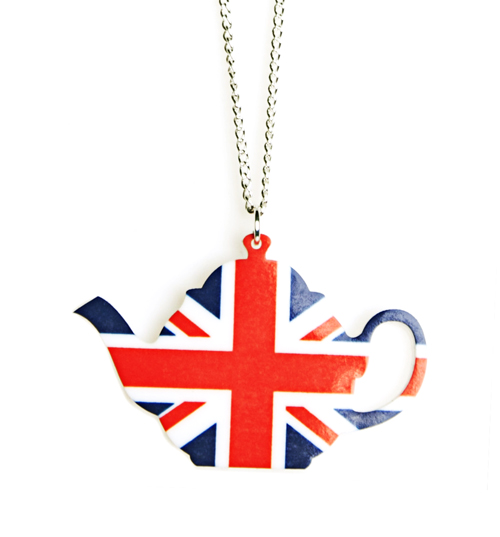Union Jack Flag Teapot Necklace from Punky Pins