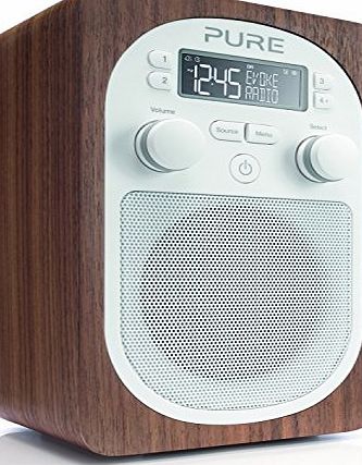 Pure UK Pure Evoke D2 Portable Digital DAB/FM Radio with Real Wood Cabinet and Alarm - Walnut