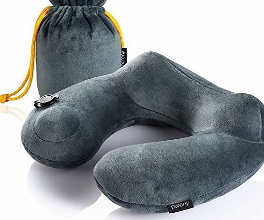 Purefly Travel Pillow Luxuriously Soft Inflatable Neck Pillow Support-Compact amp; Lightweight for Sleeping on Airplane, Car, and Train . Carrying Bag-Soft amp; Ergonomic One Size Design, Invention