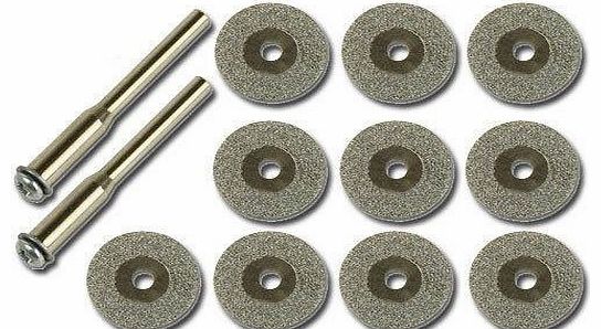 Puregadgets 10 x Diamond High Quality Cutting Discs For Rotary Tool, Dremel, Bosch, Stone, Glass, Metal