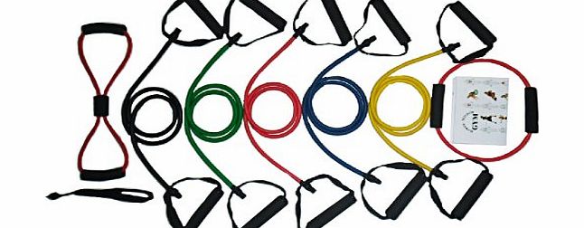 X10 Double Dipped Resistance Bands Set | Exercise Bands | Home Gym Fitness Equipment | Workout Bands | Exercise Equipment for Pilates Yoga Core Training | P90X Compatible |