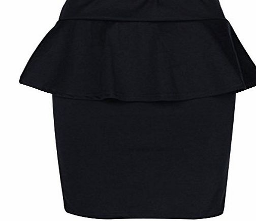 PURL PEPLUM FRILL SKIRT, Black, M/L (UK 12-14)