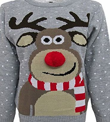 PURL XMAS JUMPERS, RUDOLPH POM POM, Grey, UK 8-10
