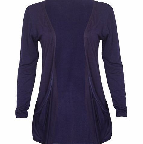 Purple Hanger Ladies Plus Size Long Sleeve Stretch Pocket Open Cardigan Womens Top Navy Size 20 - 22