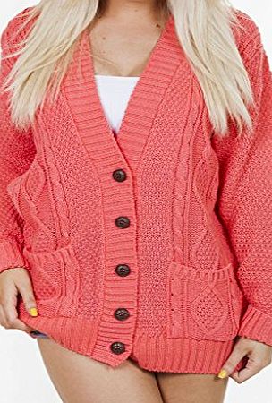 Purple Hanger Long Sleeve Full Length Cable Knit Knitted Boyfriend Cardigan - Baby Blue - Size 8 10 12 14 S M L XL