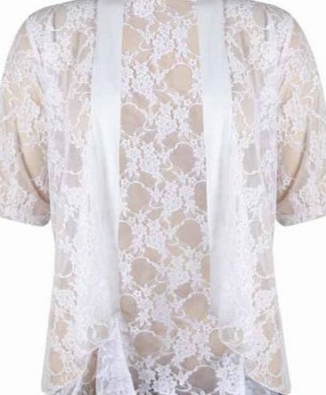 Purple Hanger New Ladies Plus Size Floral Lace Open Cardigan Short Sleeve Womens Stretch Waterfall Top Black Size 20
