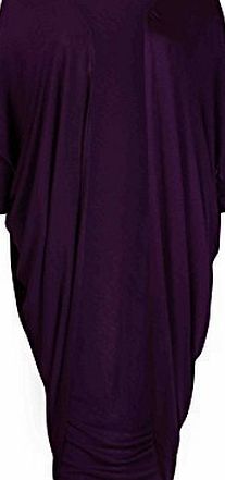 Purple Hanger Womens Batwing Half Sleeve Ladies Stretch Long Open Waterfall Shrug Cardigan Plain Maxi Dress Top Purple One Size