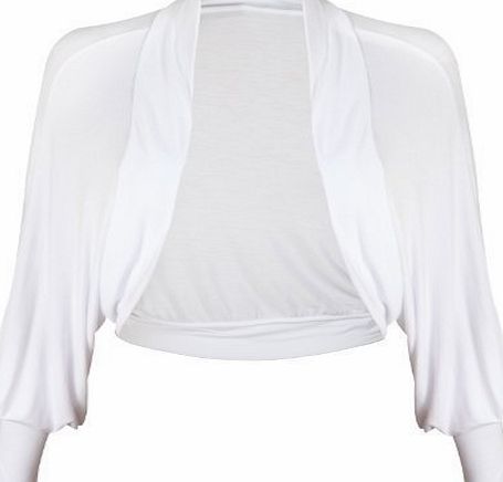 Womens Long Batwing Sleeve Ladies Front Open Shrug No Fastening Bolero Jersey Cropped Cardigan Top Mocha Size 16 - 18 (L/XL)
