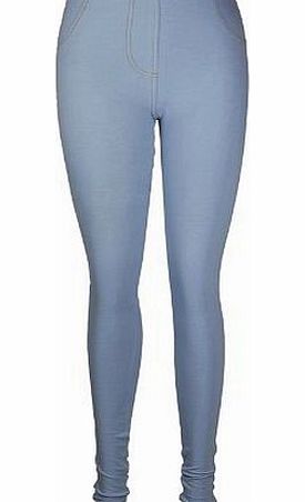 Womens New Skinny Fitted Ladies Elasticated Waistband Denim Stretch Jeggings Long Plain Trousers Club Jeans Leggings Dark Blue Size 10 - 12 (M/L)