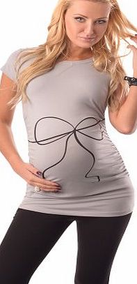 Purpless Maternity Bow print - Adorable Slogan Cotton Printed Maternity Pregnancy Top T-shirt 2007 Variety of Colours (16, White)