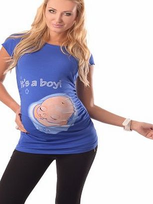 Purpless Maternity Its a Boy-Adorable Slogan Cotton Printed Maternity Pregnancy Top T-shirt 2002 Variety of Colours (14, Black)