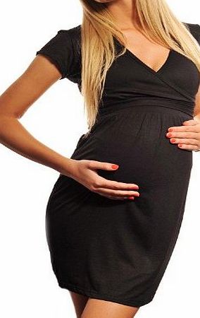 Purpless Maternity New Maternity Cocktail Dress V-Neck Pregnancy Clothing Wear Size 8 10 12 14 5416 Variety of Colours (12/L, Black)