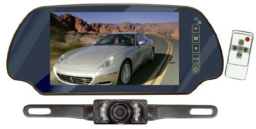 PLCM7200 7 inch TFT Mirror Monitor with License Plate Mount Rear View Night Vision Camera