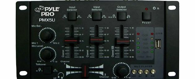 Pyle-Pro PMX5U Professional 2-Stereo Channel DJ Mixer W/ USB SD Card Player