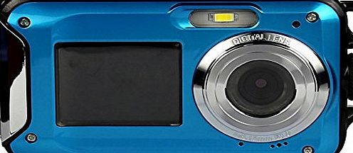 Pyrus  Double Screens Waterproof Digital Camera 2.7 inch  1.8 inch Screens HD 1080P CMOS 16x Zoom Camcorder Mini Camera-Blue