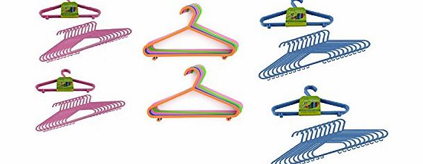 qasco Kids Childrens Baby Multi-Colour Coat Hanger Space Saving Slim Coat Cloth Hangers (Pack Of 30, Multi Coloured)