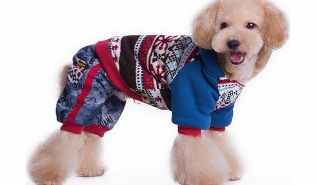 Qiyun Winter Cold Weather Christmas Snow Sweater Jeans Pants Jumpsuit Four Legs Coats Clothes For Dogs