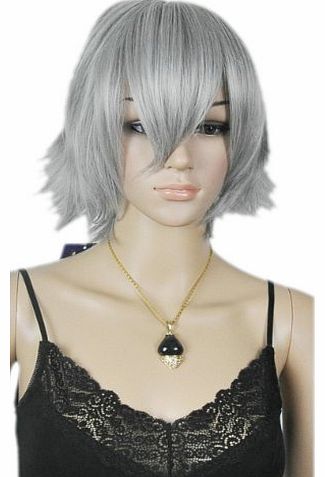 Women Men Unisex Grey Straight Spiky Anime Cosplay Synthetic Hair Full Wig