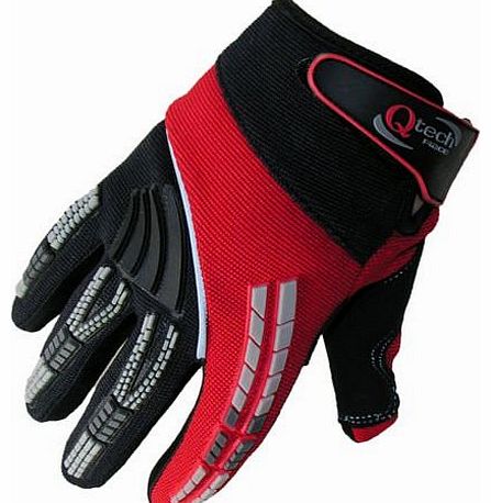 Qtech Kids Motocross Gloves Childrens Bmx Mountain Bike Cycletrials Off Road, Main Colour: Red, Size: XXS 6-9Yrs