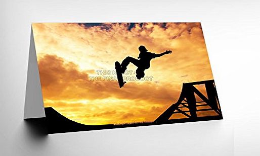 QUALITY FINE ART PRINTS SKATEBOARD RAMP SUNSET PHOTO BLANK GREETINGS BIRTHDAY CARD ART CL383
