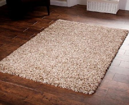 Shaggy Rug Beige 963 Plain 5cm Thick Soft Pile 120cm x 170cm (4ft x 5ft 6``) Modern 100% Berclon Twist Fibre Non-Shed Polyproylene Heat Set - AVAILABLE IN 6 SIZES by Quality Linen and Towels