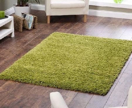 Shaggy Rug Lime Green 963 Plain 5cm Thick Soft Pile 60cm x 110cm (2ft x 3ft 7``) Modern 100% Berclon Twist Fibre Non-Shed Polyproylene Heat Set - AVAILABLE IN 6 SIZES by Quality Linen and Towels