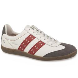 Male Ottowa Leather Upper Fashion Trainers in White and Red