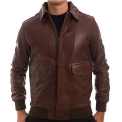 Da Lazer Aviator Leather Jacket - Brown