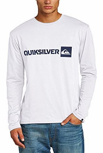 Quiksilver Mens Logo Bright B3 Crew Neck Long Sleeve Top, White, Small