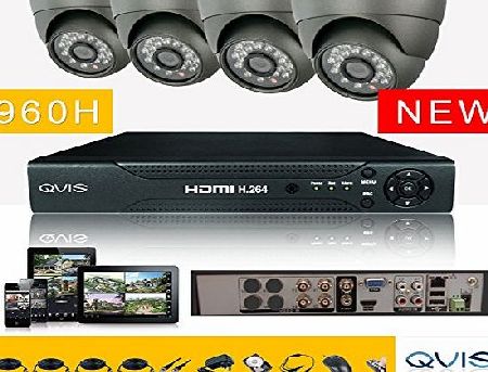 QVIS 4x 700TVL CCTV System 960H Complete kit CMOS Outdoor Cameras 8 Ch DVR 960H WD1 Hard Drive 2000GB 2TB HDD Qvis