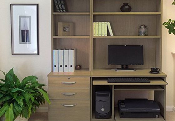 R. White Cabinets SET-17-IN-EO English Oak Computer Table Workstation Desk Hutch Book Shelf Home Office Furniture UK Fitted Effect Custom Cheap Bespoke Designer Pine Online For Sale Built In Store On